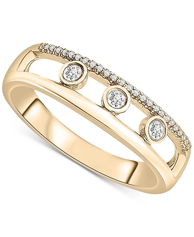 Diamond Tri-Bezel Openwork Ring (1/6 ct. t.w.) 10k Gold, Created for Macy's
