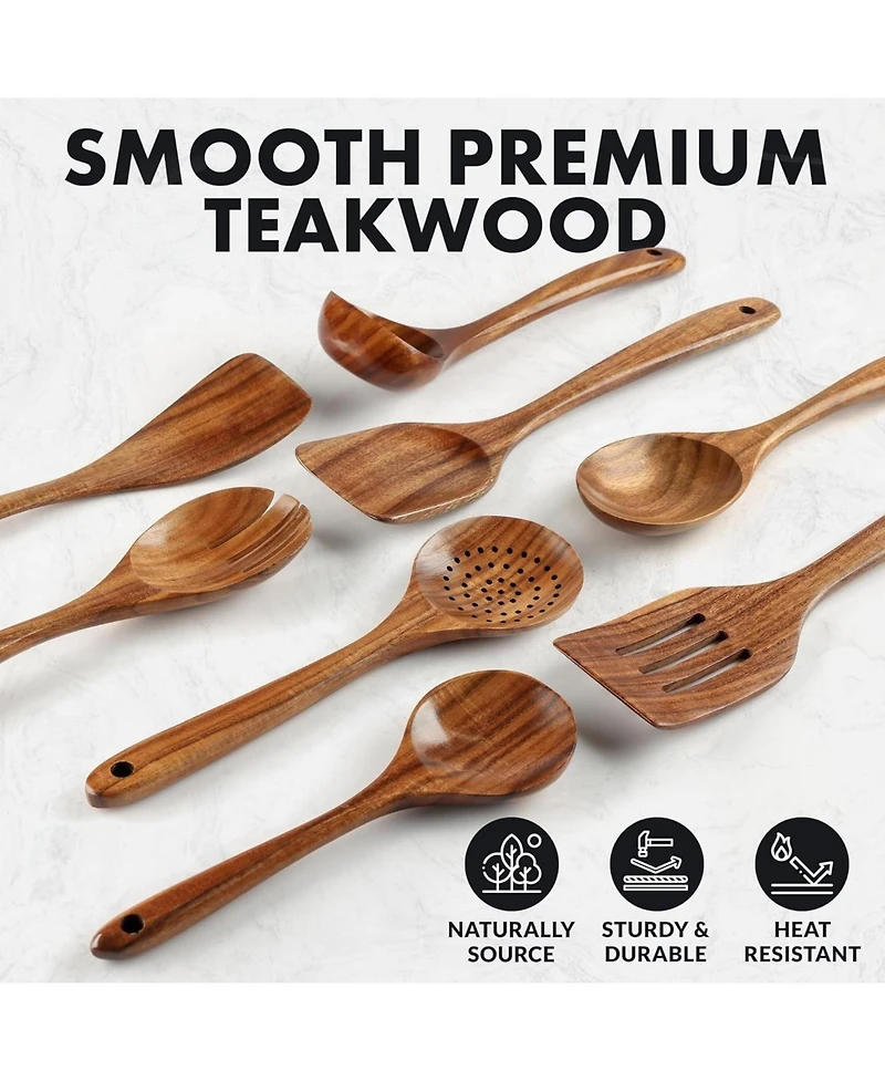 Zulay Kitchen Premium 8-Piece Wooden Spoons for Cooking
