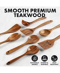 Zulay Kitchen Premium 8-Piece Wooden Spoons for Cooking
