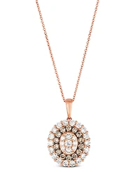 Le Vian Chocolate Diamond & Nude Oval Halo Adjustable 20" Pendant Necklace (1-1/2 ct. t.w.) 14k Rose Gold