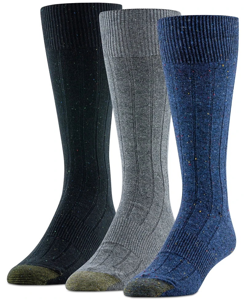 Gold Toe Men's Speckled Hampton Crew Dress Socks, 3-Pack