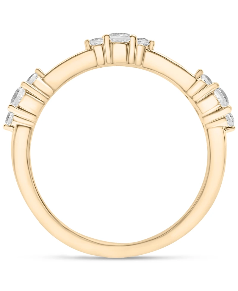 Diamond Tri-Cluster Narrow Stack Band (1/4 ct. t.w.) 10k Gold, Created for Macy's