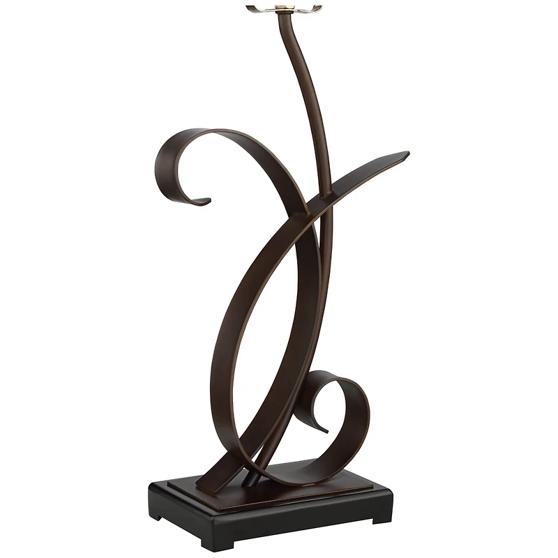 Teri Rustic Farmhouse Table Lamp 27" Tall Vintage like Brown Scroll Metal Light Mica Tapered Rectangular Shade for Bedroom Living Room House Home