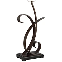 Teri Rustic Farmhouse Table Lamp 27" Tall Vintage like Brown Scroll Metal Light Mica Tapered Rectangular Shade for Bedroom Living Room House Home