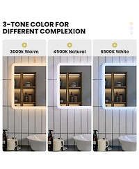 Led Wall-mounted Bathroom Rounded Arc Corner Mirror with Touch