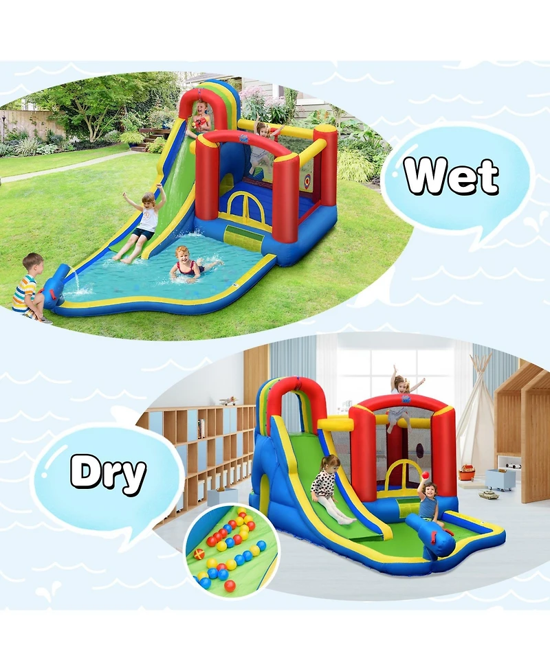 Inolait Inflatable Kid Bounce House Slide Climbing Splash Park Pool Jumping Castle Without Blower