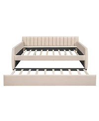 Simplie Fun Full Size Upholstered Daybed With Trundle And Wood Slat Support