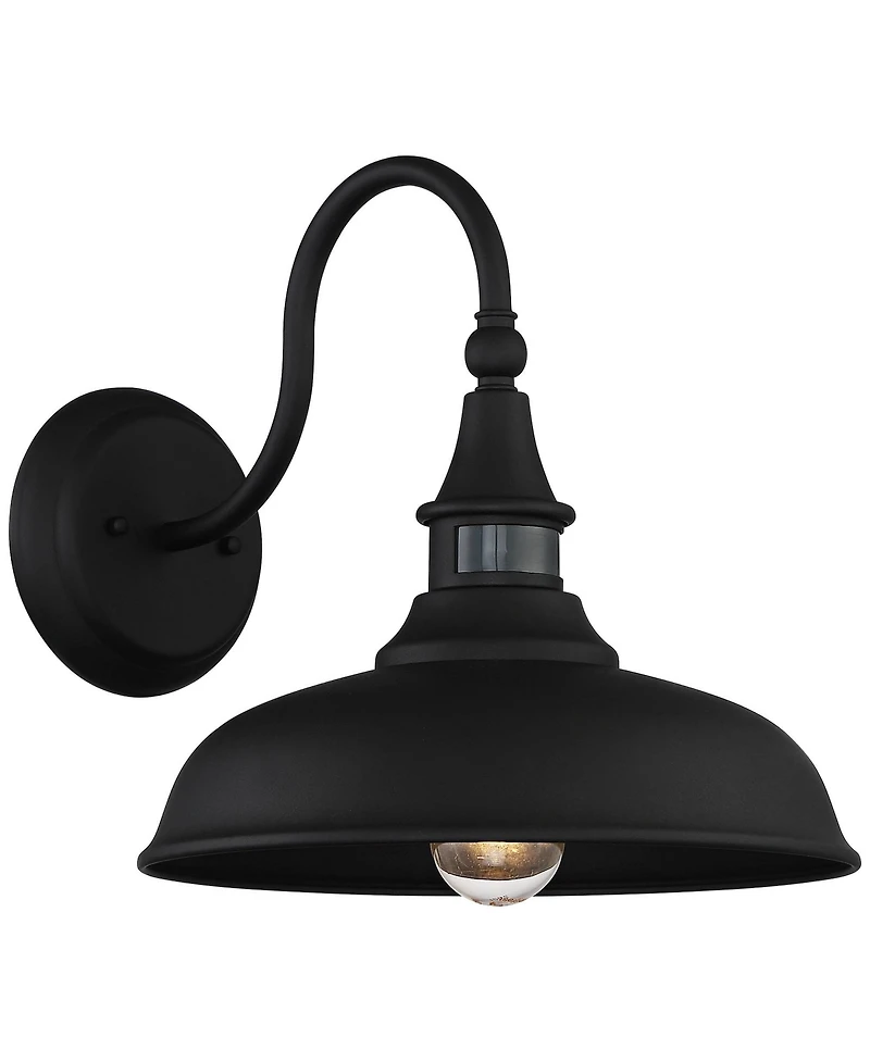 John Timberland Gough Rustic Industrial Farmhouse Outdoor Barn Light Fixture Texturized Black Dusk To Dawn Motion Sensor Dark Sky 12 1/2" for Ext