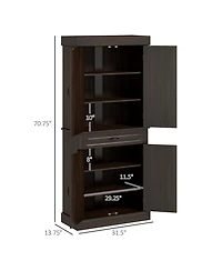 Homcom 71" Kitchen Pantry Storage Cabinet with 4 Doors, Drawer,