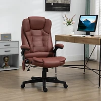 Vinsetto Massage Office Chair with 6 Points Heat Microfiber Executive Office Chair Red