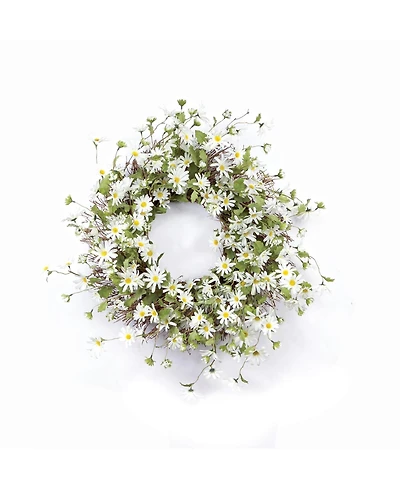 Slickblue Elegant Daisy Blossom Wreath 18 Inch Handcrafted Floral Door Wreath, Ideal for Indoor or Outdoor Display