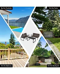 Sugift 4 Pieces Patio Furniture Conversation Set with Sofa Loveseat