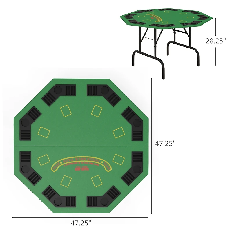 Soozier 47" Foldable Poker Table 8 Player jack Game Table,