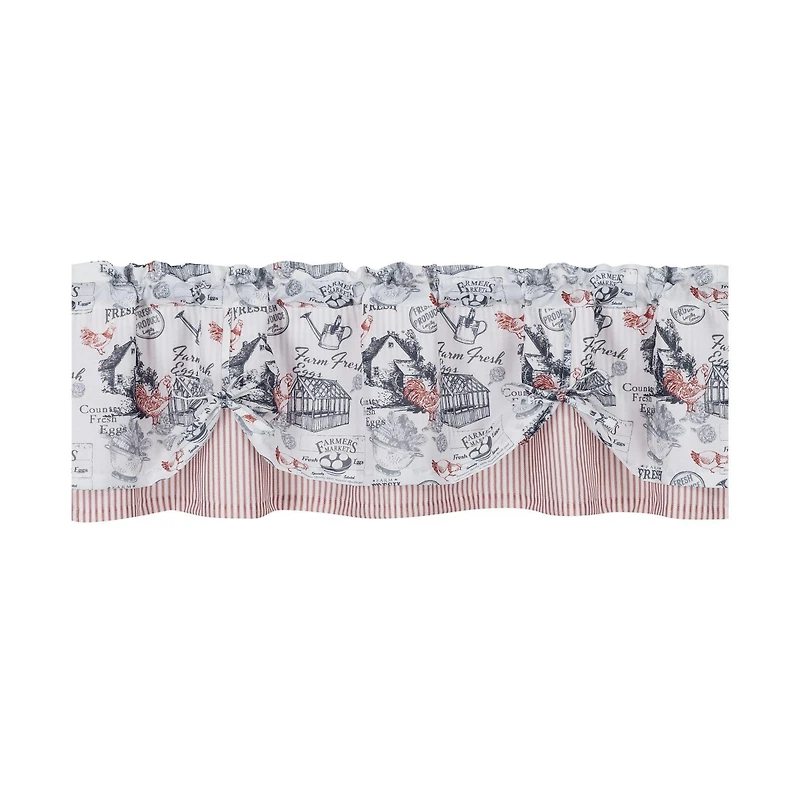 Kate Aurora Rooster Toile Complete 3 Pc Cafe Kitchen Curtain Tier And Valance Set