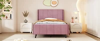 Streamdale Twin Size Upholstered Platform Bed, Velvet, Pink