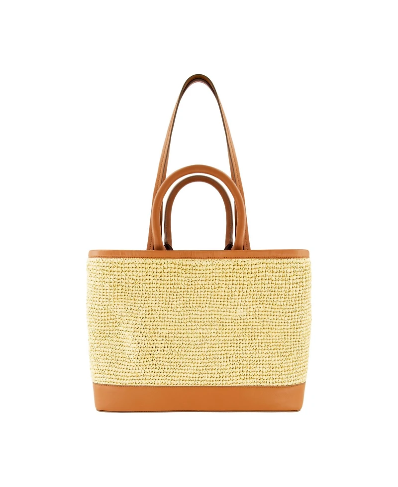 Tommy Bahama Leather Trim Raffia Tote with pouch