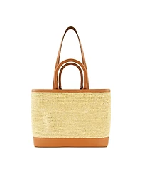 Tommy Bahama Leather Trim Raffia Tote with pouch