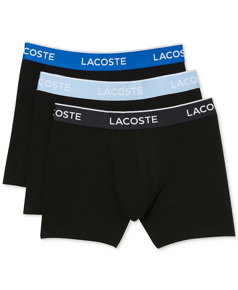 Lacoste Men's 3-Pack Regular Fit Logo Waistband Boxer Briefs