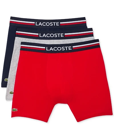 Lacoste Men's 3-Pack Regular-Fit Stretch French Flag Boxer Briefs