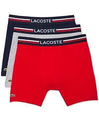 Lacoste Men's 3-Pack Regular-Fit Stretch French Flag Boxer Briefs