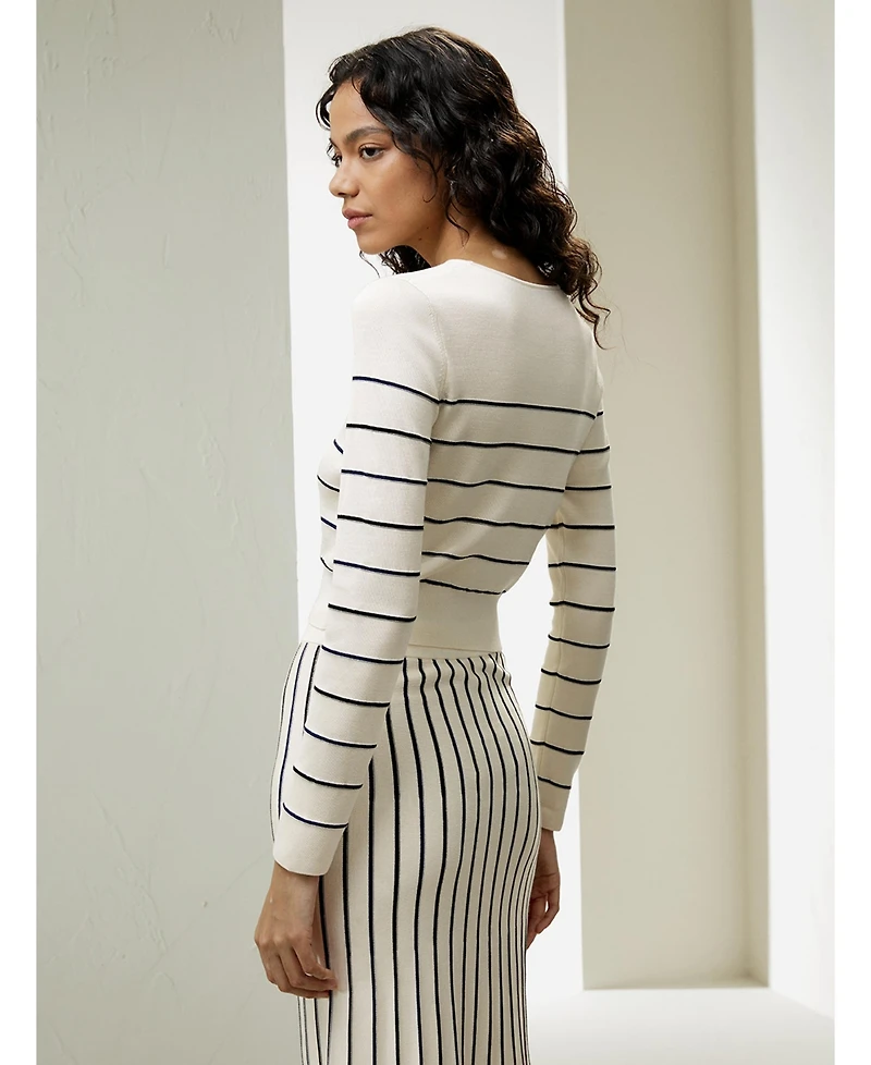 Cropped Silk-knitted Long Sleeve Tee for