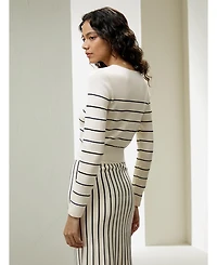 Cropped Silk-knitted Long Sleeve Tee for