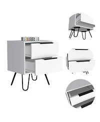 Fm Furniture Nuvo Nightstand,Two Drawers, Hairpin Legs