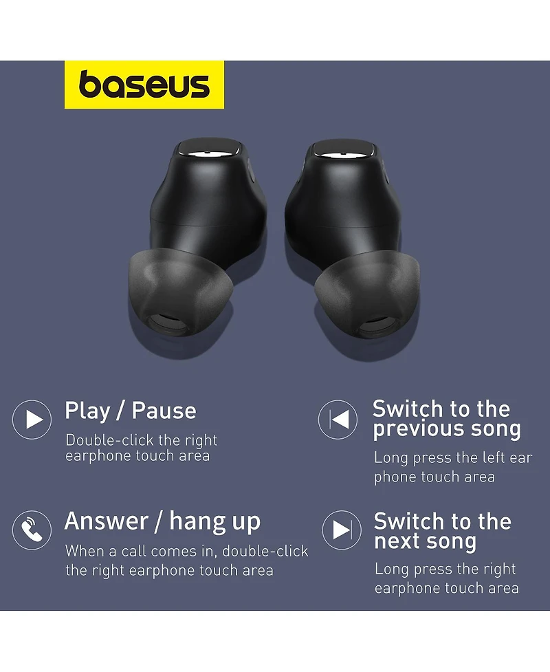 Baseus Bowie WM01 True Wireless Earbuds Bluetooth Headphones - White