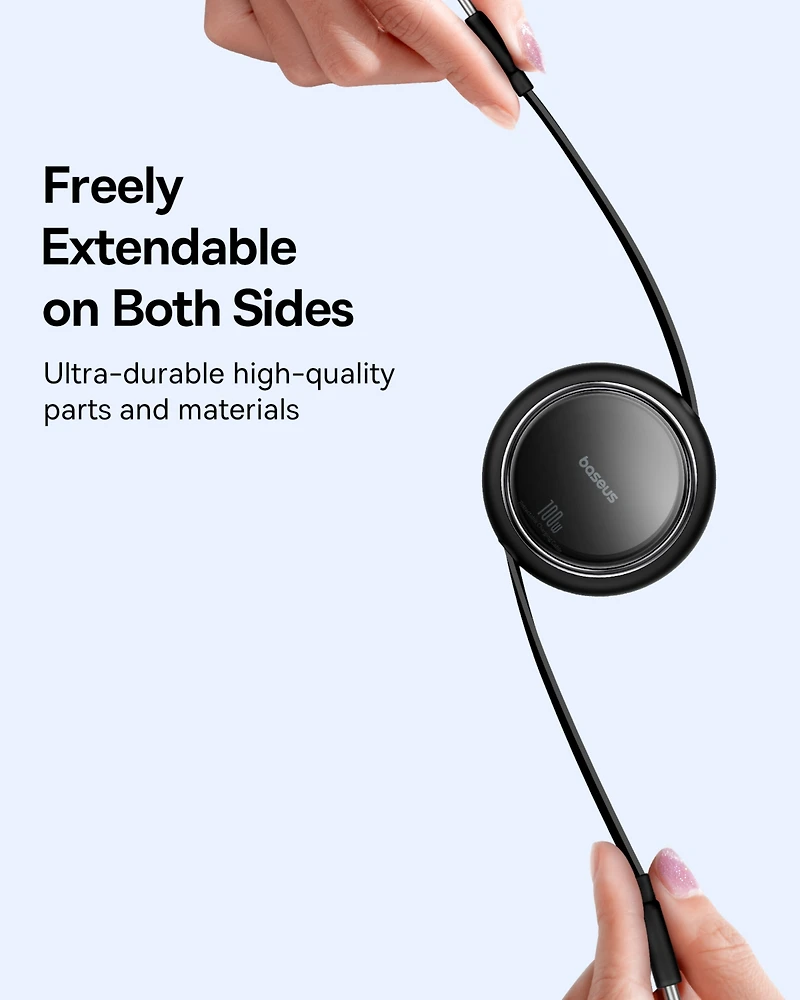 Baseus Usb C Cable Mini Retractable Charging Type-c to 100W 1m white