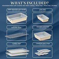 Bakken 8-Piece Stackable Bakeware Set - Ceramic Non-Stick Coating, Baking Sheets, Assorted Pans, Ptfe, Pfoa & Pfos Free