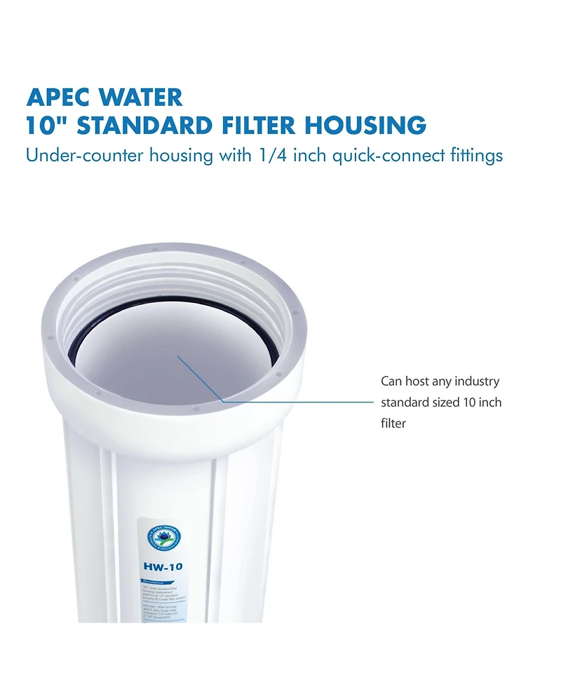 Apec Water Systems Apec 10" White Standard Filter Housing with 1/4" John Guest Fittings