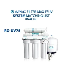 Apec Water Systems Apec Ro Replacement Filters Complete Filter Set for Essence 75 Gpd Roes-UV75 UV Reverse Osmosis 6-Stage Systems (Stages 1-6)