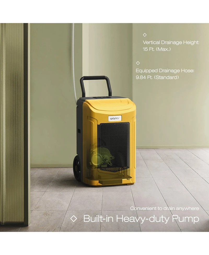 Waykar Large Commercial Grade 180 Ppd Dehumidifier with Built-In Pump Drain Hose