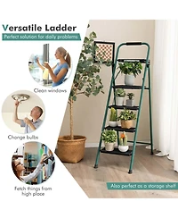 4 Step Ladder Folding Portable Anti-Slip Steel Step Stool 330lbs with Tool Platform