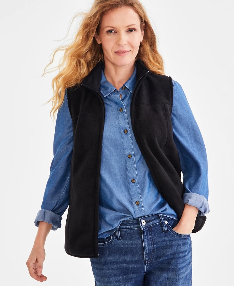 Style & Co Women's Zip-Front Polar Fleece Vest, Created for Macy's