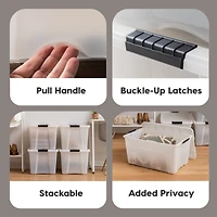 Iris 4 Pack 72qt Plastic Storage Bin with Lid and Secure Latching Buckles, Pearl