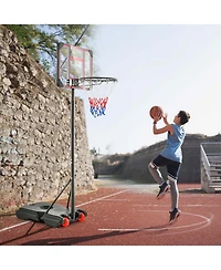 Portable Basketball Hoop Stand 6.3FT-8.1FT Adjustable withWheels & Edge Protectors