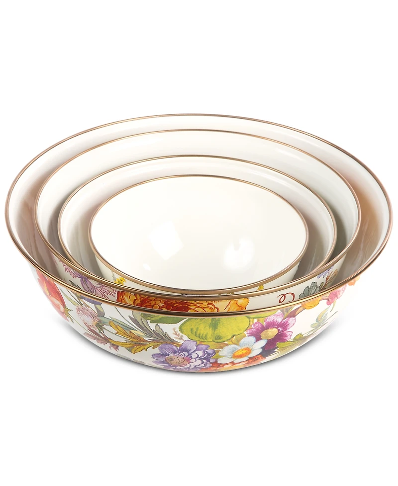 Mackenzie-Childs White Flower Market Medium Everyday Bowl, 80-oz.