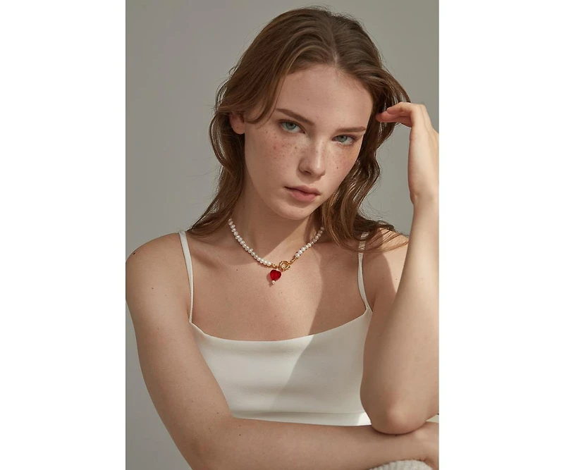 Kokoro Freshwater Pearl Heart Necklace 20" For Women