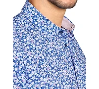 Brooklyn Brigade Men's Non-Iron Performance Stretch Moisture-Wicking Mini-Floral Button-Down Shirt