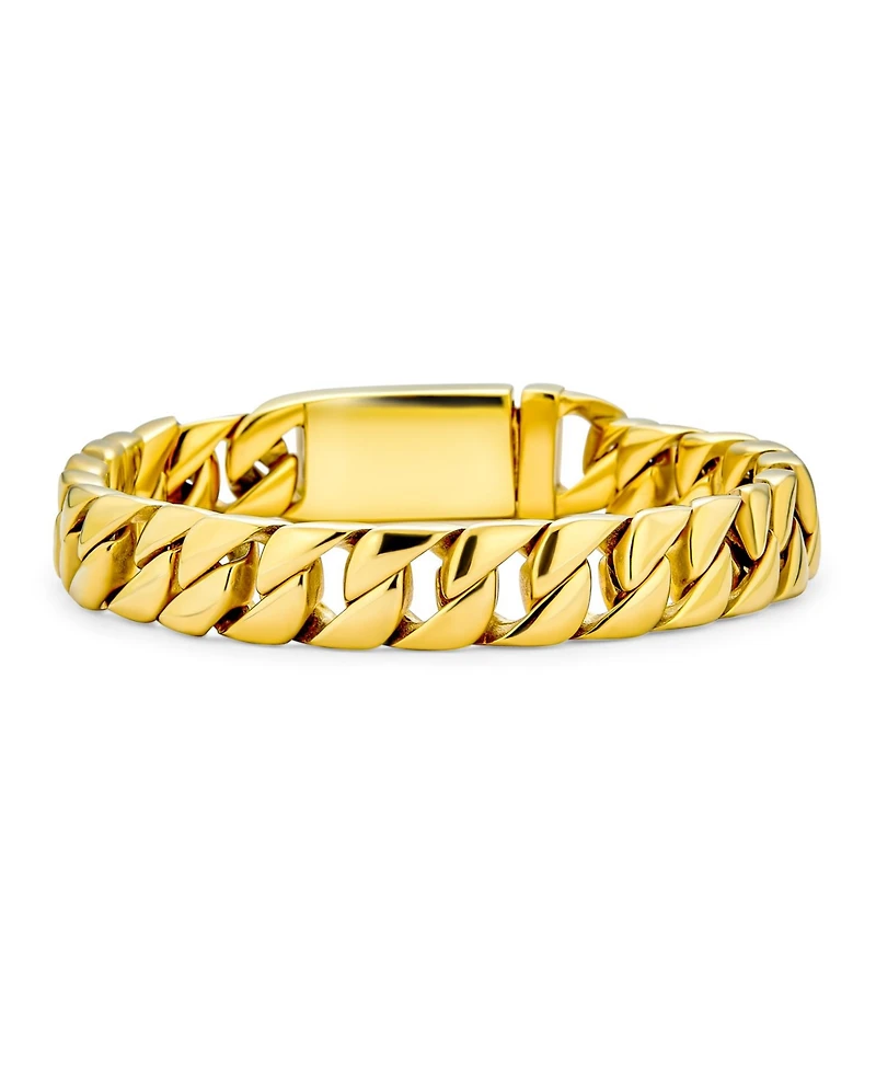 Bling Jewelry Solid Heavy Miami Curb Link Chain Bracelet Stainless Steel 8.5 Inch