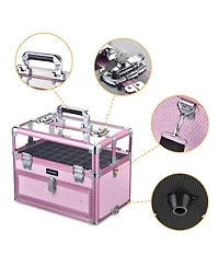 Byootique 2in1 Nail Polish Organizer Rolling Makeup Train Case Manicure Storage