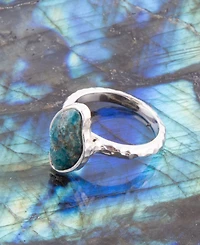 Barse Luna Genuine Blue Apatite Sterling Silver Abstract Ring