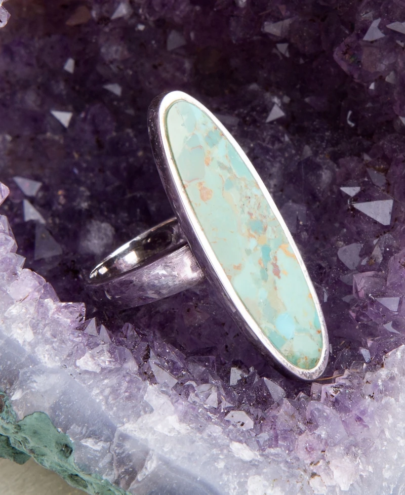 Barse Pueblo Genuine Turquoise Sterling Silver Oval Ring