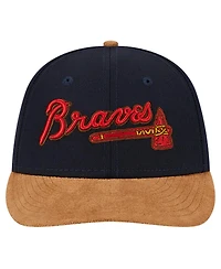 New Era Men's Navy Atlanta Braves Team Suede Visor Low Profile 59FIFTY Fitted Hat