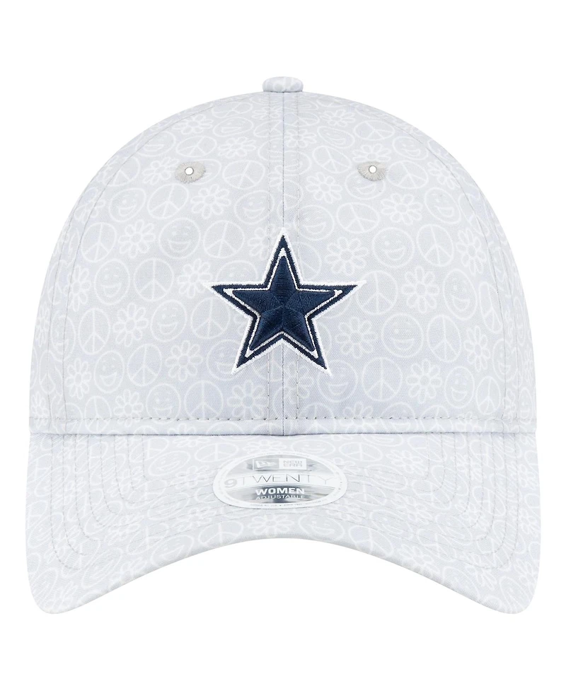 New Era Women's Silver Dallas Cowboys Smiley 9TWENTY Adjustable Hat