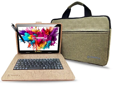 Linsay 10.1" Tablet Octa Core 128GB Premium Business Bundle with Keyboard case and Modern Briefcase Newest Android 14