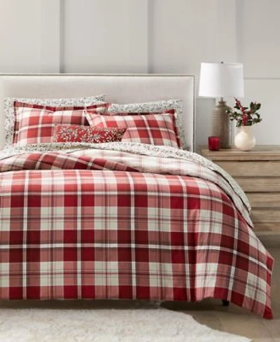 Charter Club Crimson Plaid Flannel Duvet Cover Sets Macys Exclusive