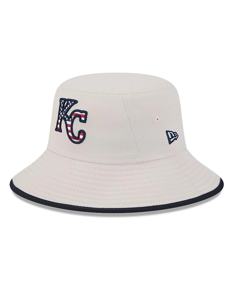 New Era Men's Khaki Kansas City Royals 2024 Fourth of July Bucket Hat