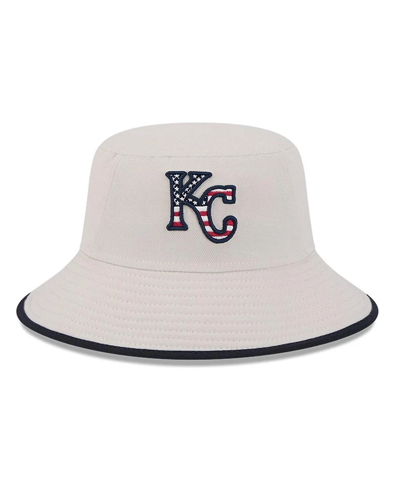 New Era Men's Khaki Kansas City Royals 2024 Fourth of July Bucket Hat